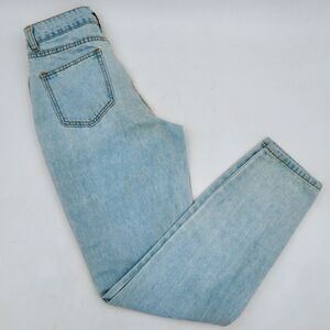 Princess Polly Acid Wash Denim Jeans Sz 2 High Waist Front Yoke Zip Mom Cotton